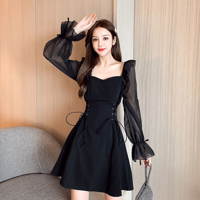 Chiffon Patchwork Waist-slimming Slimming Small Size Dress Women