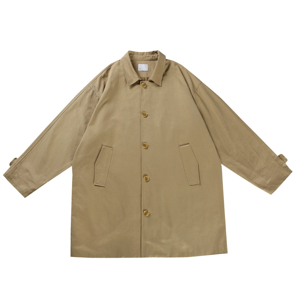 Simple Casual Trench Men's Mid-length Overhat Retro Solid Color Lady Couple Coat