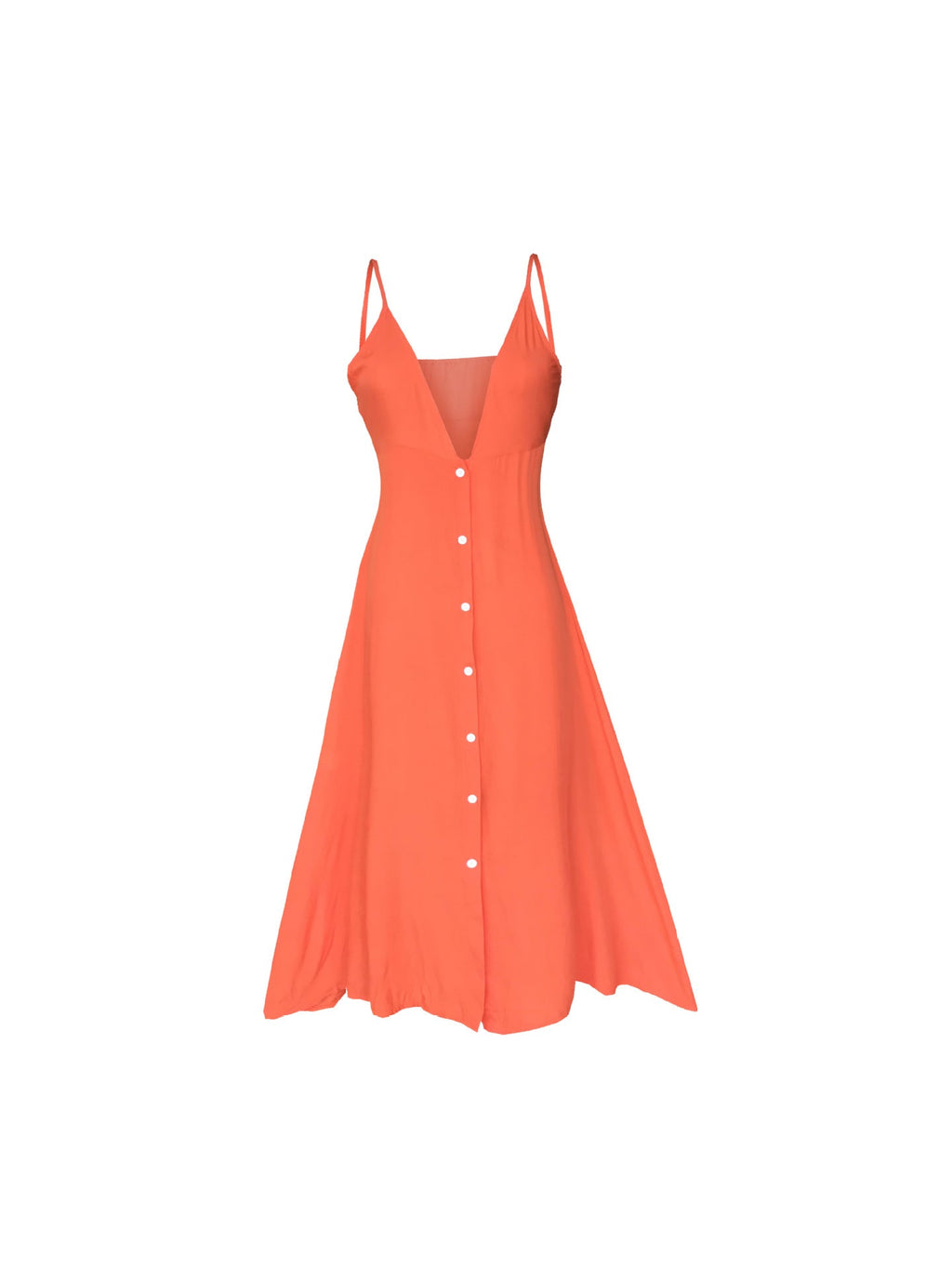 Women's Sling Depth V-neck Buttons Backless Dress
