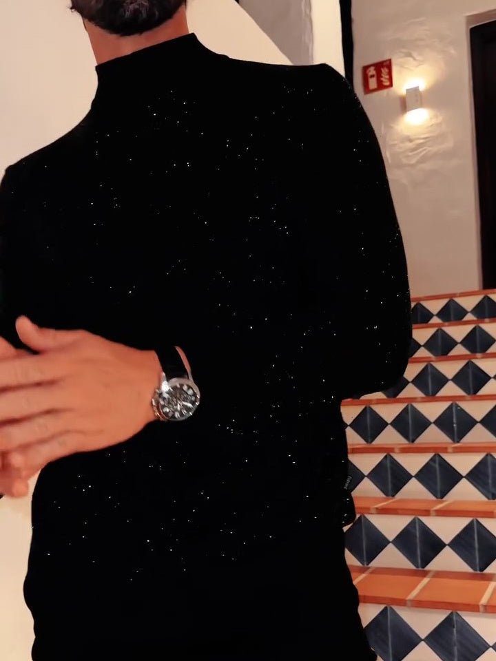 Men's Elegant Sequined Long Sleeve Top