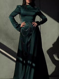 Satin Studded Long-sleeve Maxi Dress