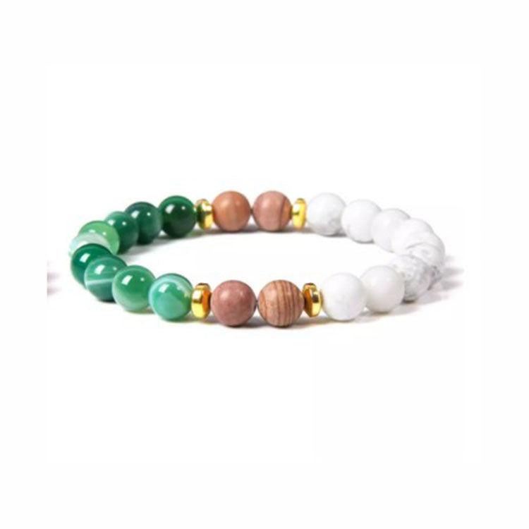 Women's Natural Stone White Pine Gold-Leaf Bracelet