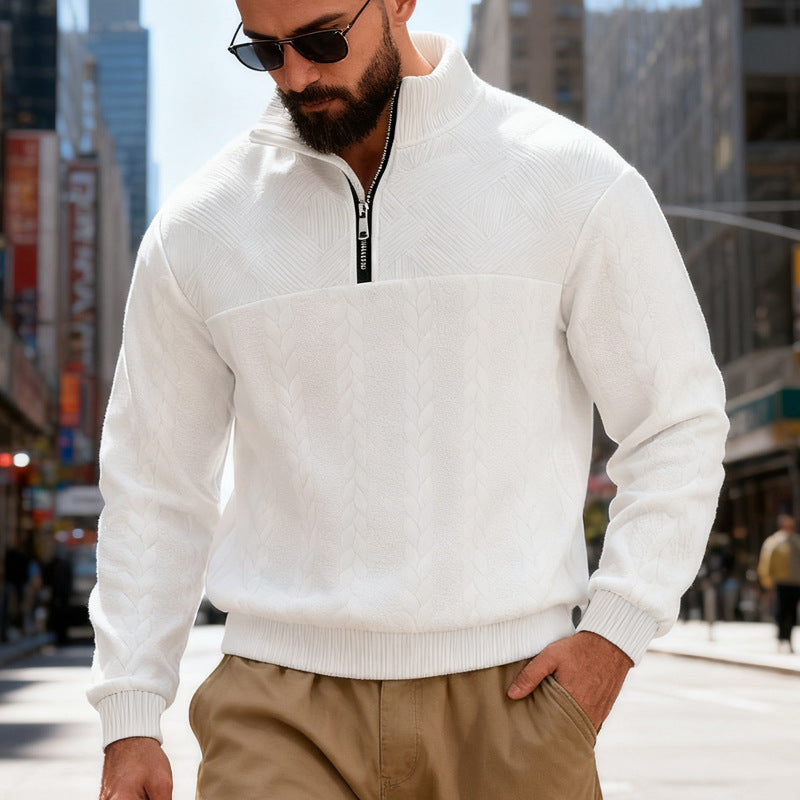 Casual Loose Zip-up Hooded Long Sleeve Stand Collar Sweatshirt Jacket
