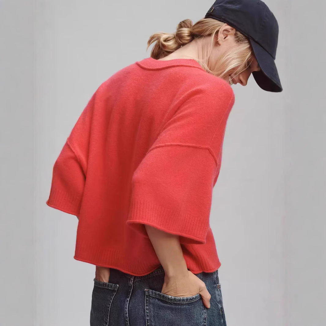 Hot Girl Style Solid Color Short T-shirt