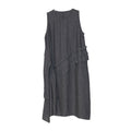 Women's Retro Crew Neck Patchwork Ruffled Drawstring Sleeveless Dress