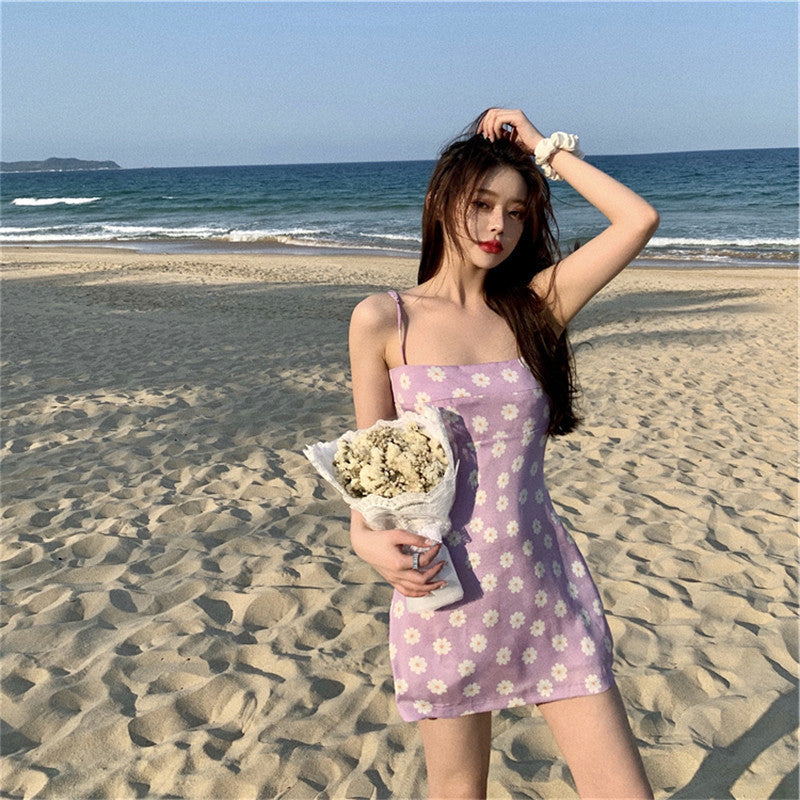New Sexy Inside Floral Suspender Dress Women''s High Waist