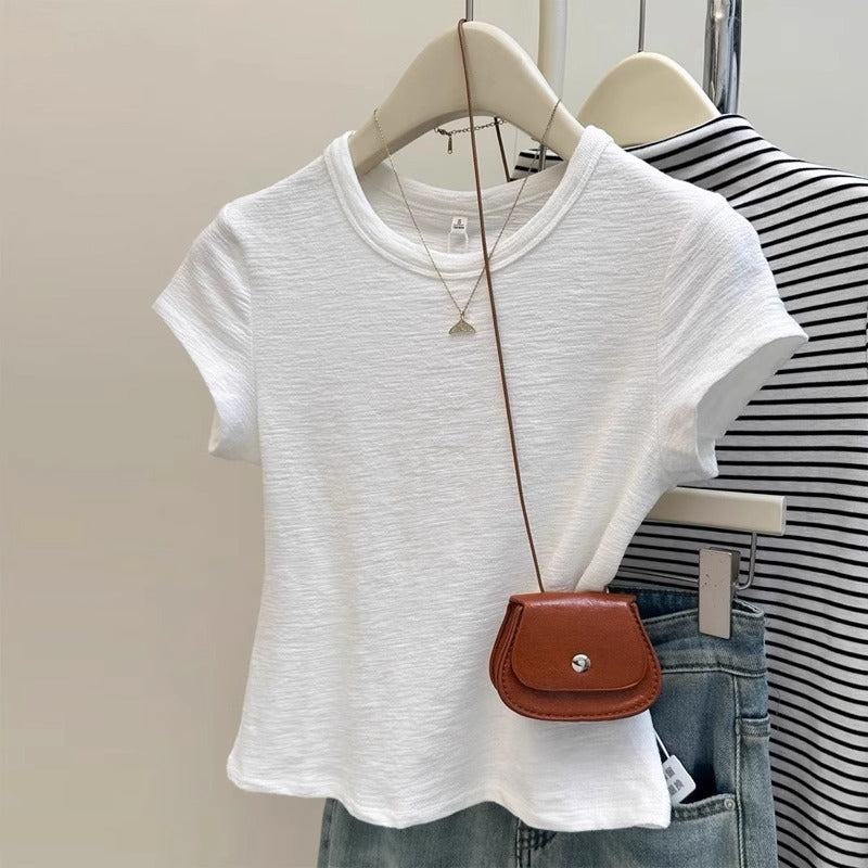 Summer Texture Ruffle Short Sleeve Women