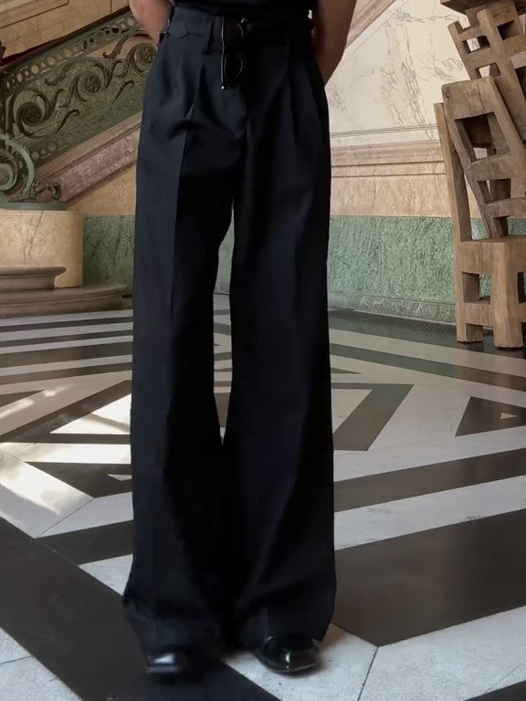 High-waisted Casual Wide-leg Pants