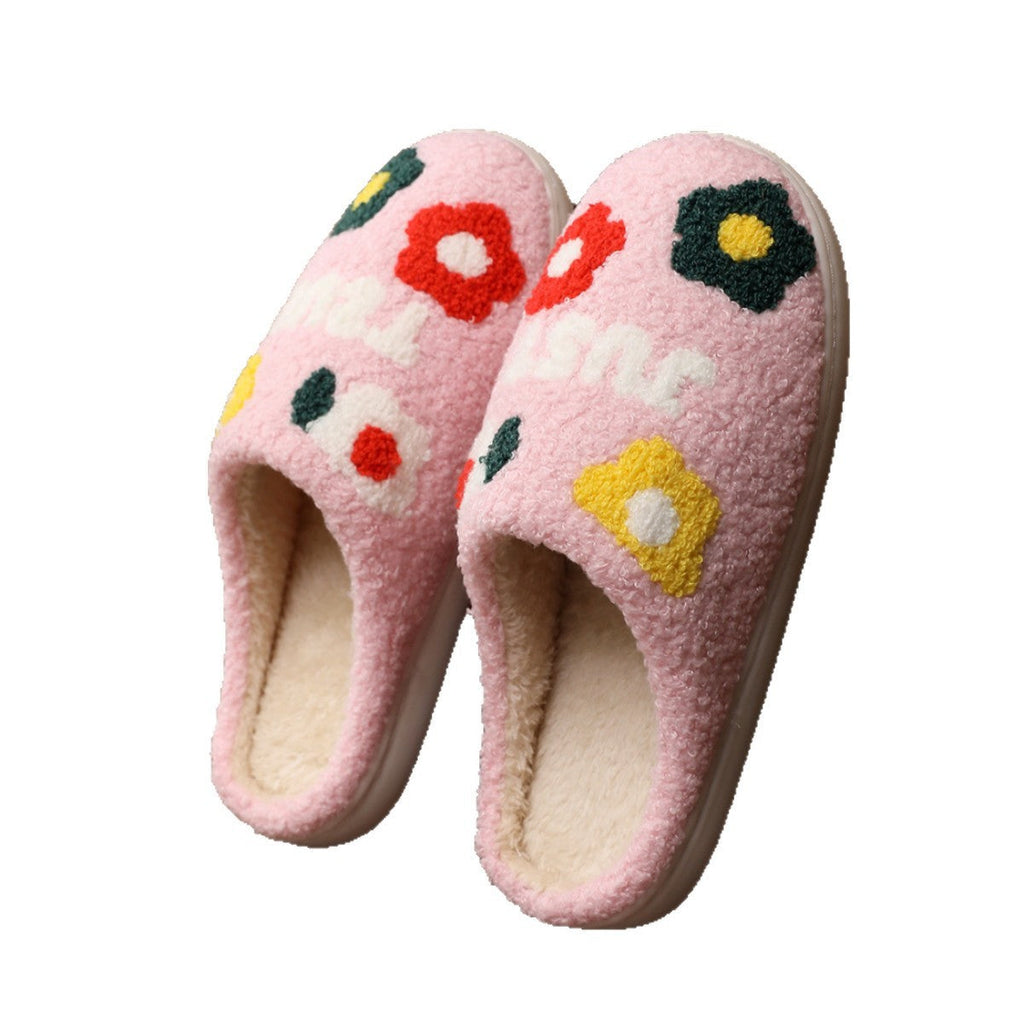 Lady's Flower Slippers Indoor Soft Bottom Cotton Slippers