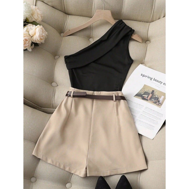Fashionable All-match Commuter High Elastic Black Shorts
