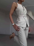 Linen Sleeveless  Top & Cropped Pants Set