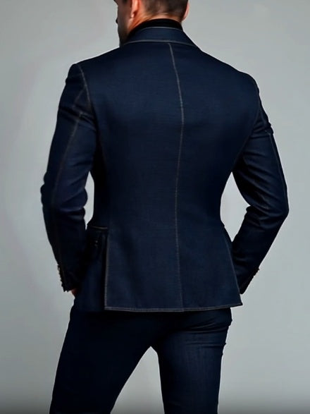 Men's Elegant Double-breasted Denim Blazer