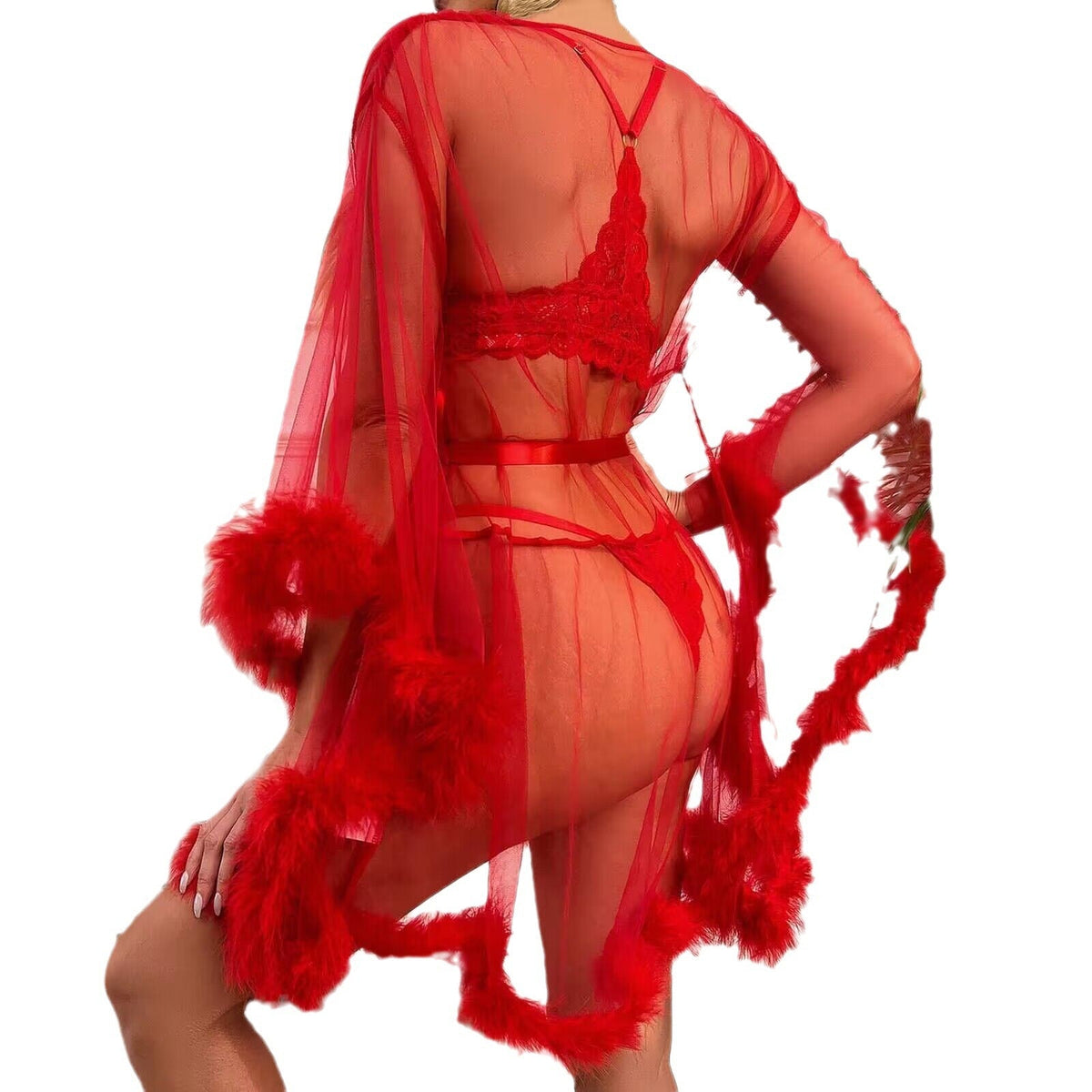 Plus-size Women's Sheer, Openwork, Raw-edge Lingerie And Nightgowns