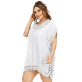 Women's Handmade V-neck Patchwork Solid Color Beach Dress