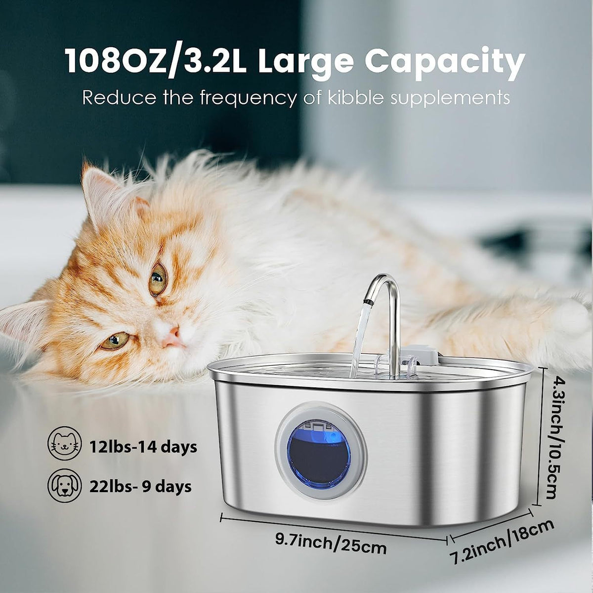Water Feeder Stainless Steel Pet Water Dispenser