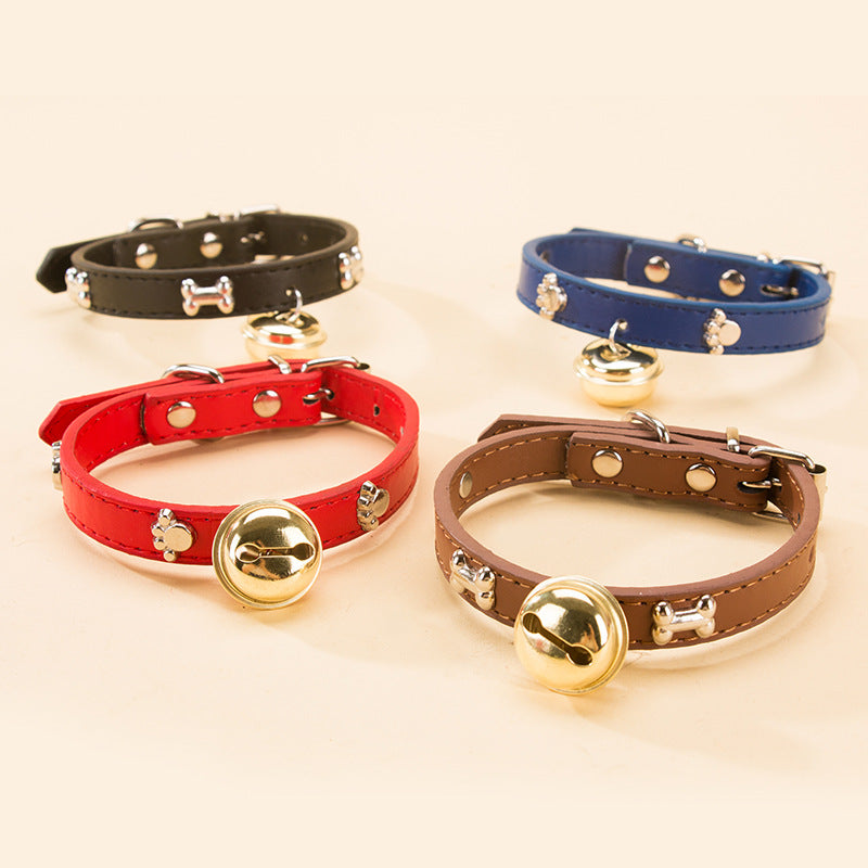 New Pet Claw Print Bone Alloy Bell Collar