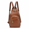 Multifunctional One-shoulder Messenger Chest Bag PU Leather Backpack Shoulder Bag