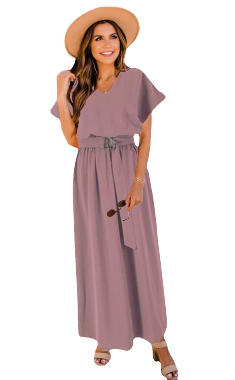 Women's Solid-Color Plus-Size Long Dress