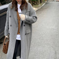 Women's Gray Woolen Plump Girls Loose All-match Coat