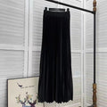 Draped Elastic-waist Versatile Figure-flattering Sophisticated Elegant Solid-color Maxi Skirt