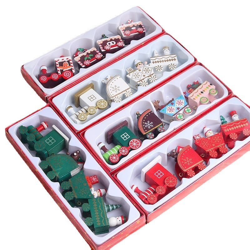 Christmas Decorations Wooden Train Children's Gifts Christmas Small Gifts Window Decoration