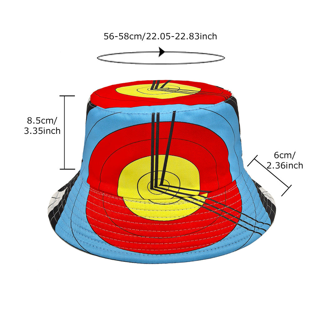 Archery Target Clock Pattern Bucket Hat Double-sided Wear