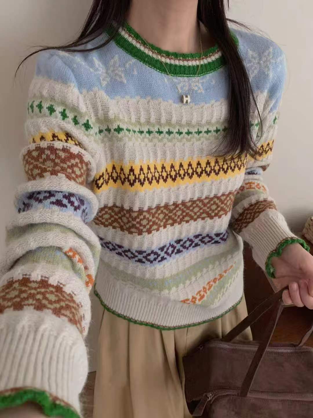 Women's Korean-style High-end Loose Jacquard Knitted Sweater