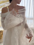 White Lace Off-Shoulder Oversized Top