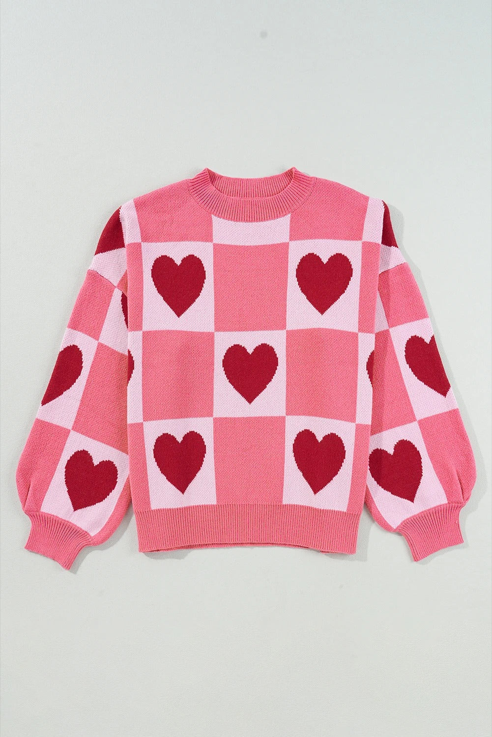 Women's Sweet Plaid Thermal Colorblock Crewneck Sweater