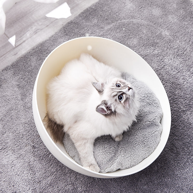 Creative Plastic Wood Grain Base Open Cat Nest