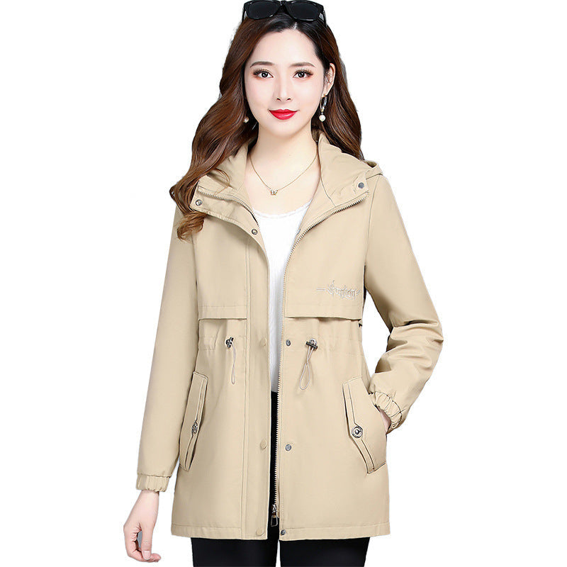 Women's Mid-length Hooded Trench Coat