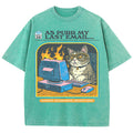 Men's Cat Playing Game Print Top