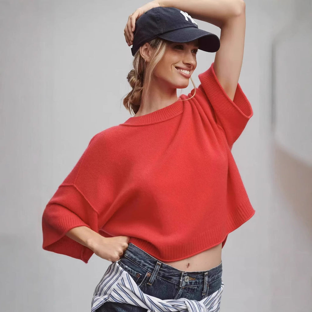 Hot Girl Style Solid Color Short T-shirt