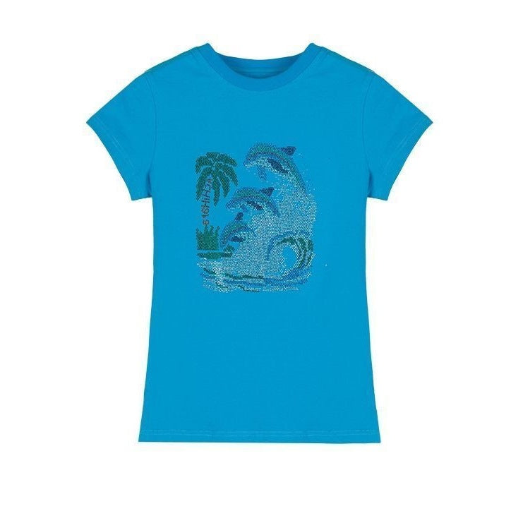 Blue Slim-fit Short-sleeve T-shirt Women's Summer Base Top