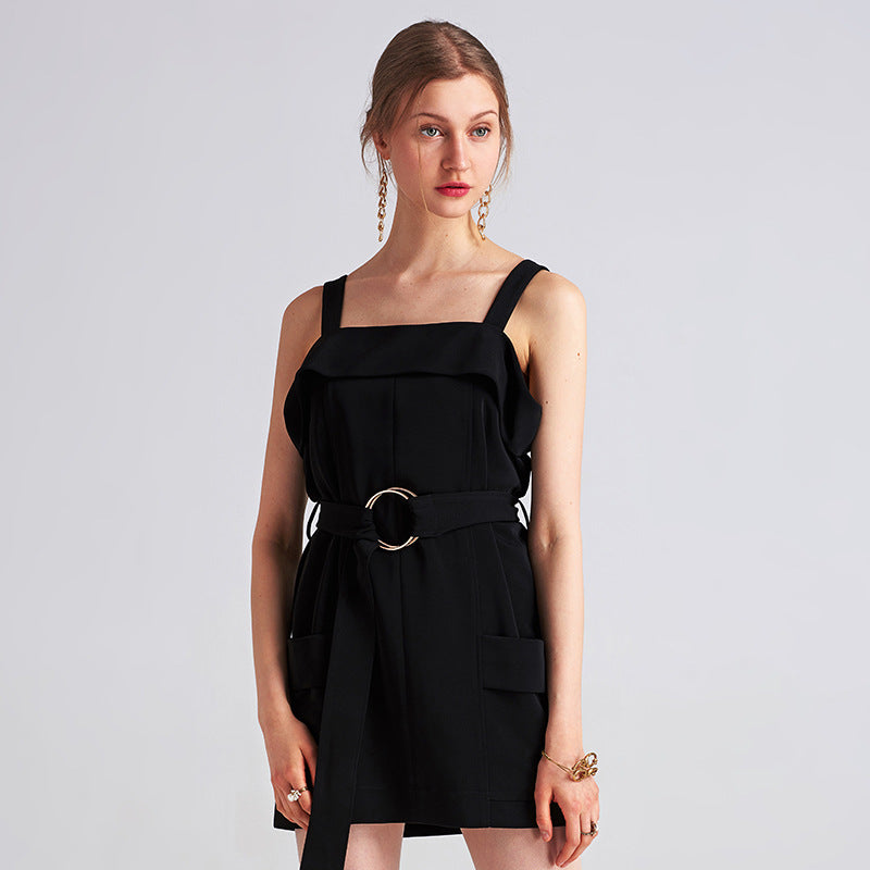 Backless Sleeveless Slim Short Skirt Black Dress Dress