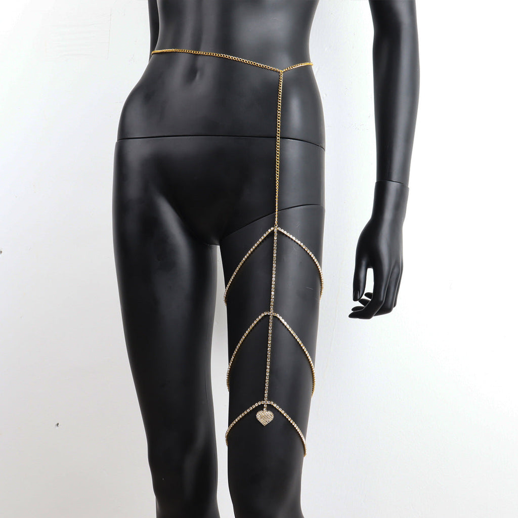Multi-Layer Body Shape Diamond Love Leg Chain Beach