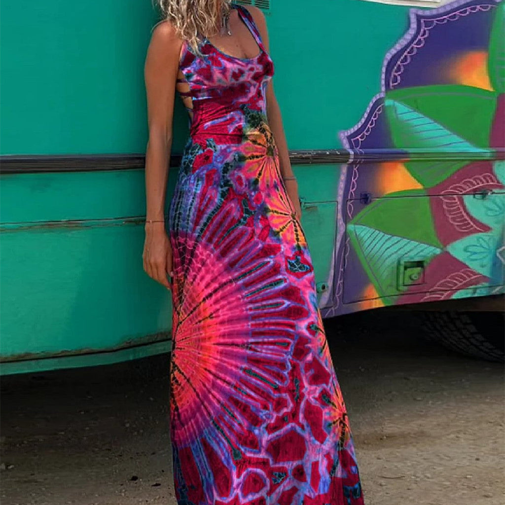 European And American Summer Sling Backless Dress
