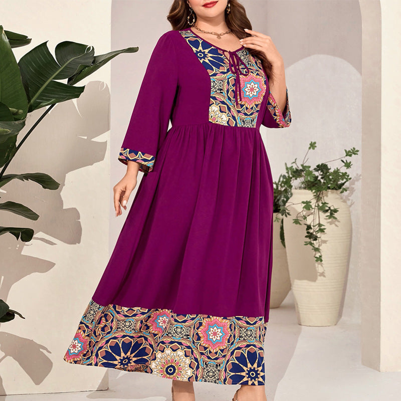 Ethnic Style Plus-size Retro Dress For Women