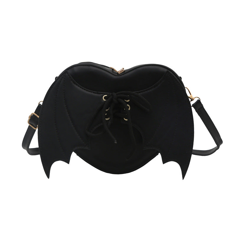 Heart Shape Bag Strap Design Bat Wings One Shoulder Crossbody Bag