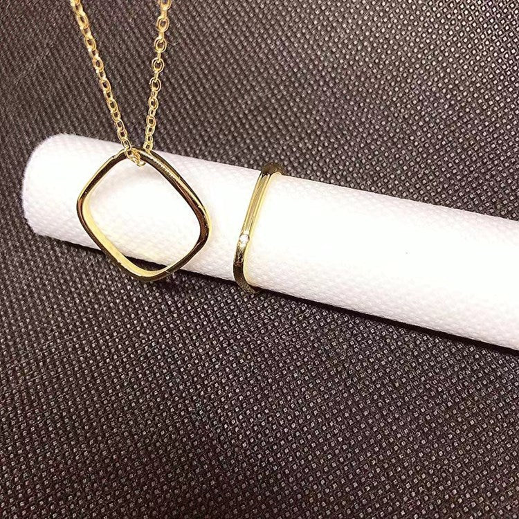 Small Square Ring Pendant Clavicle Chain Titanium Steel