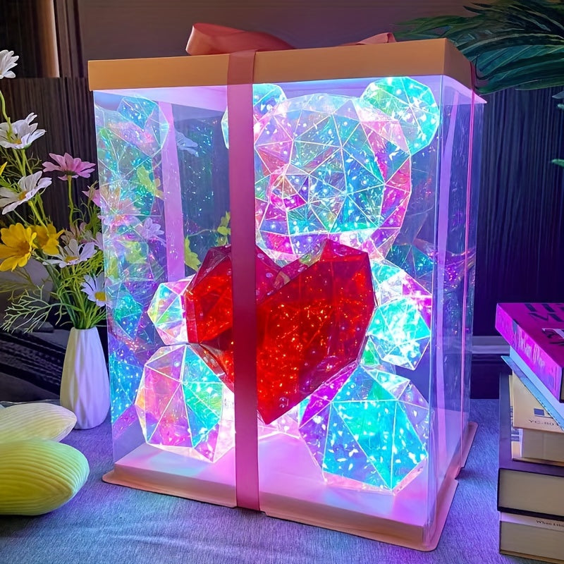 Enchanting LED Bear Figurine - USB & Battery Powered, Perfect for Christmas, Valentine's Day, Weddings, Birthdays & Parties - Contemporary Style with Gift Box Packaging