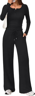 Two-piece Set Women's Long-sleeve Blouse Wide Leg Pants Fashion Casual Set