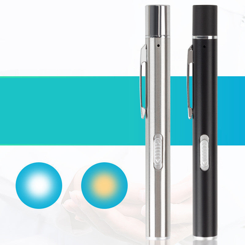 White Yellow Light Dual Light Source Oral Morning Inspection Flashlight