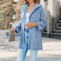 Pine Plush Hooded Cardigan Mid-length Coat Women