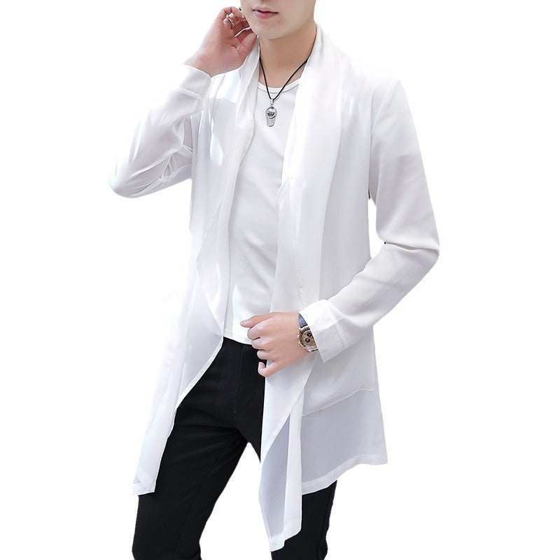 Spring And Summer Mid-length Trench Coat Men's Long Type Below The Knee Slim Fit
