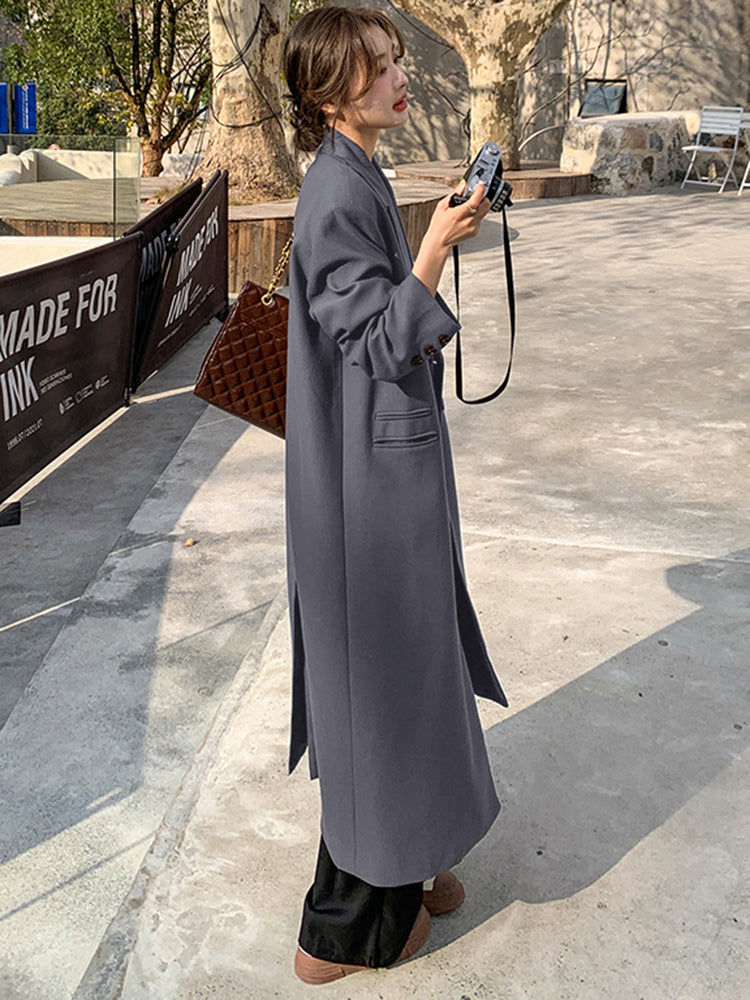 Women's High-quality Knee-length Long Suit Trench Coat