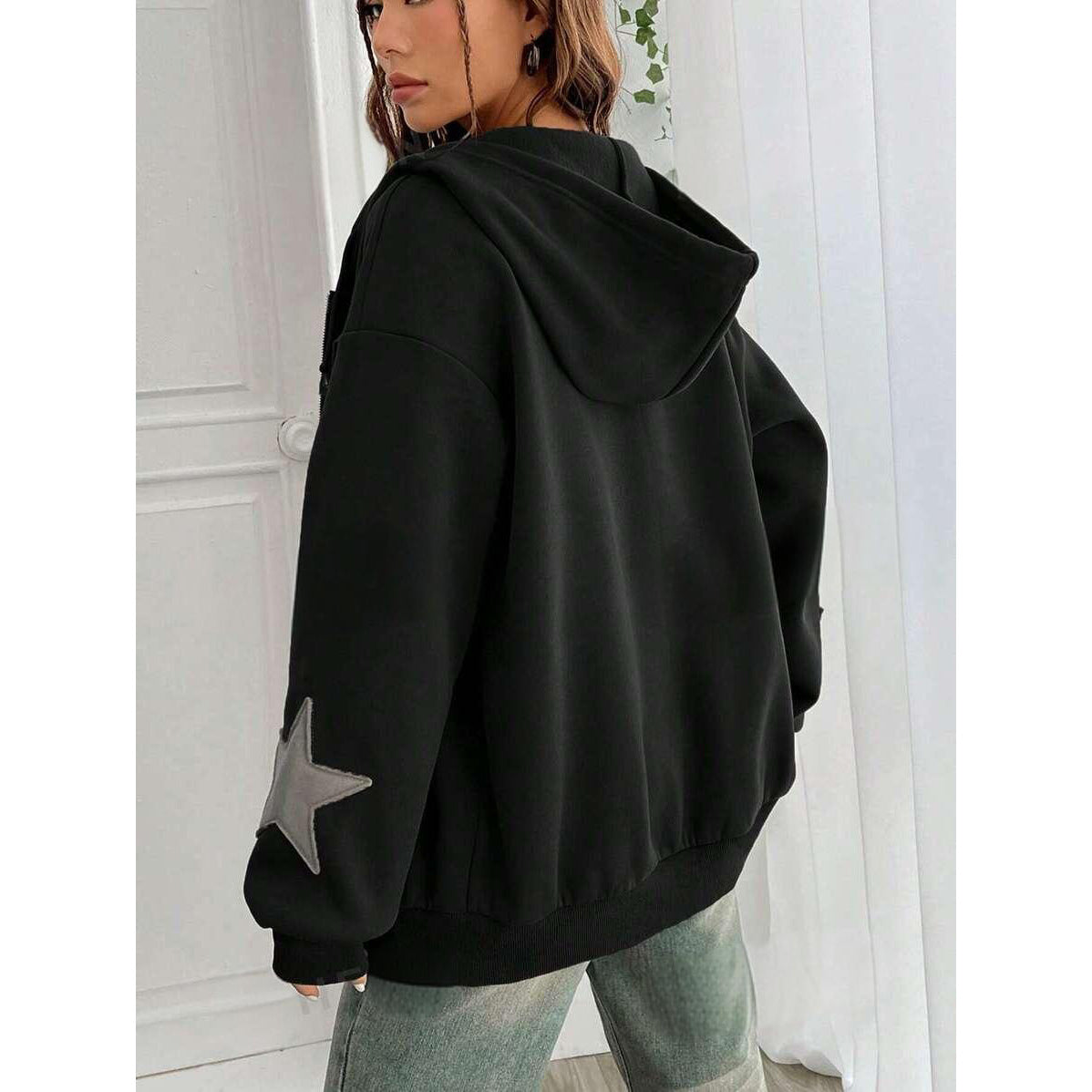 Loose-fit Hooded Cardigan Women's Jacket