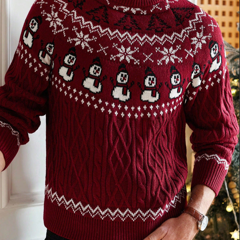 Christmas Retro Round-neck Cable Knit Sweater