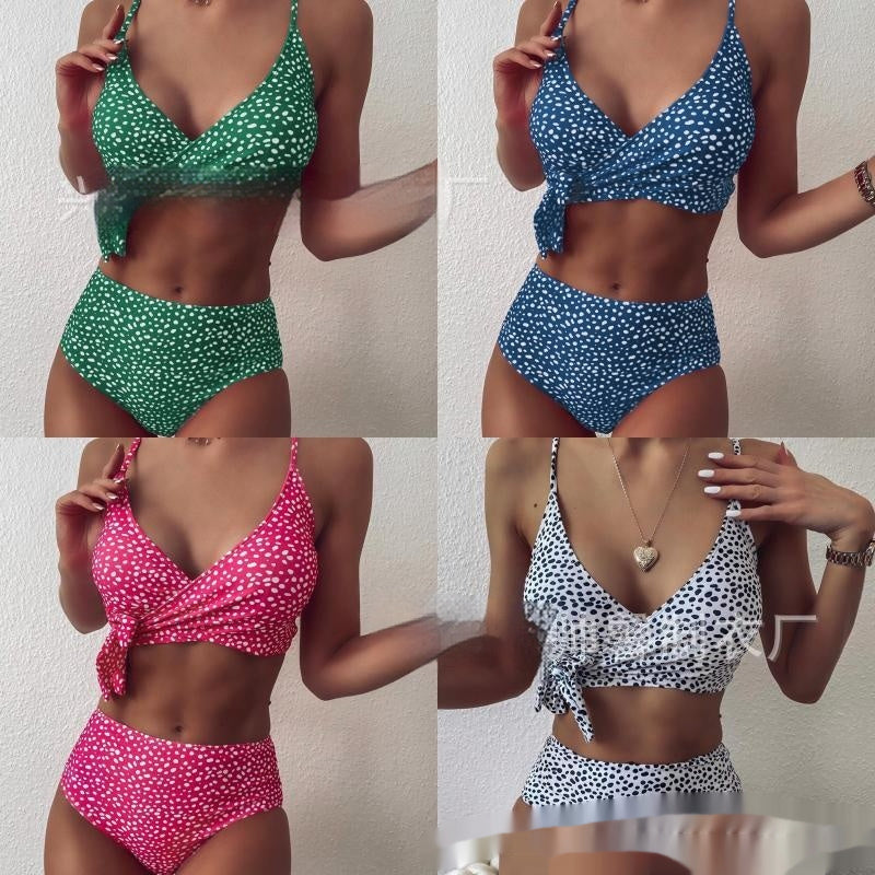 European Split Bikini Swimsuit - Raindrop Cross Design | Women's Two Piece