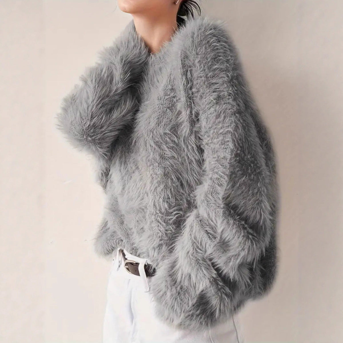 Women's Thickened Solid-Color Versatile Crew-Neck Sweater